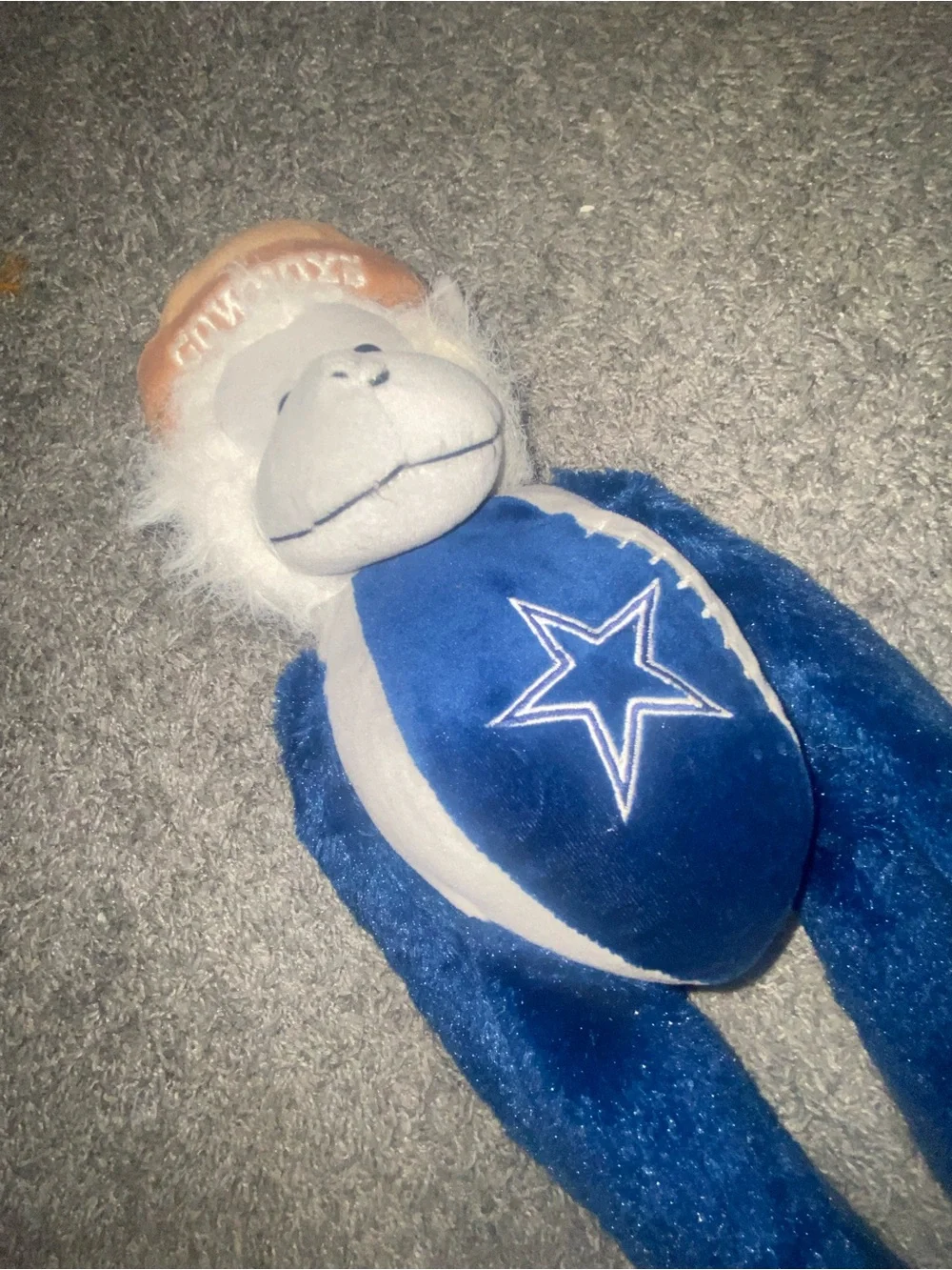 Plush Sports Monkey Toy in Blue with Star Logo Dallas cowboys vtg